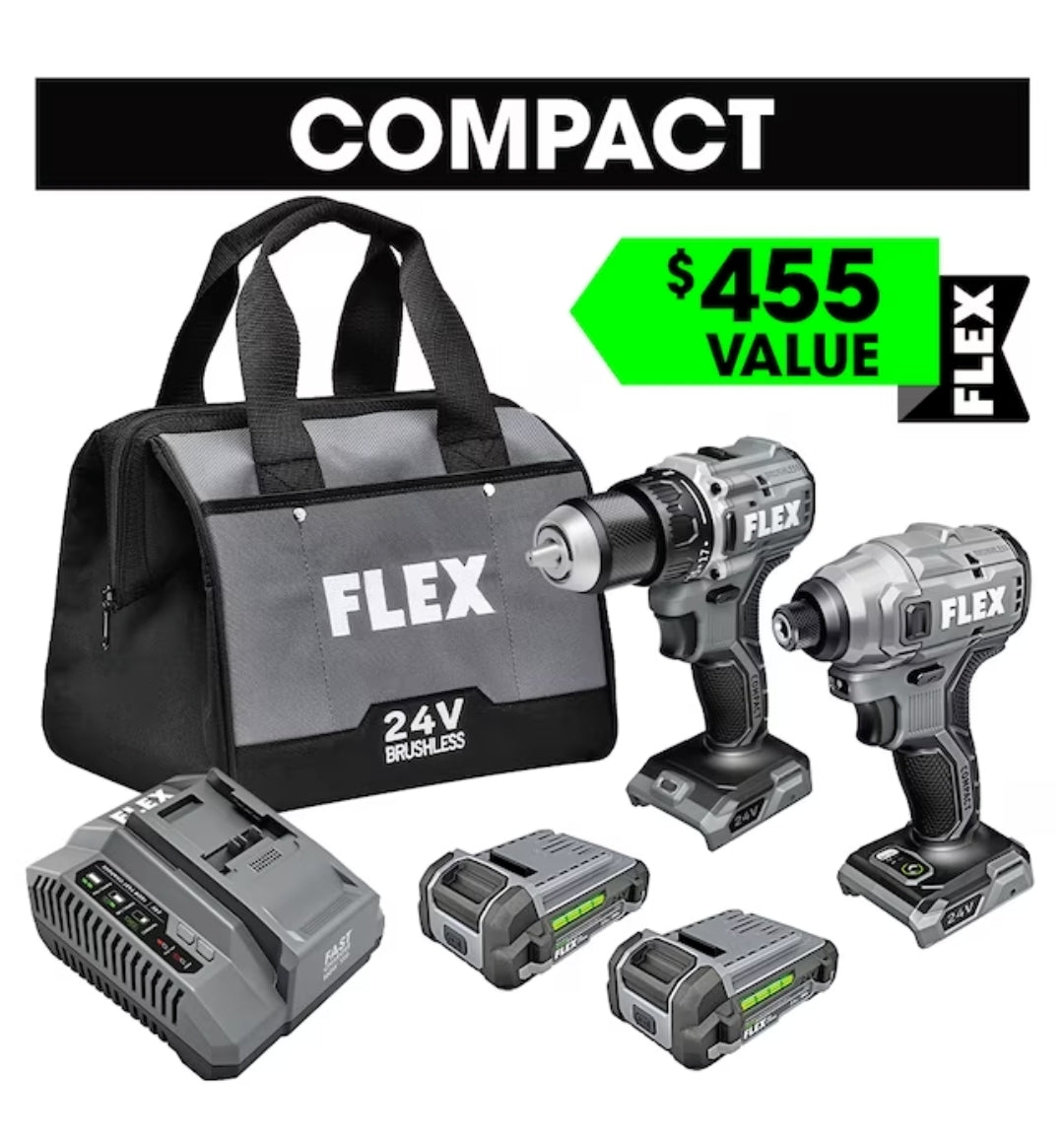 FLEX 2-Tool 24-volt Brushless Power Tool Combo Kit with Soft Case - FXM205-2A